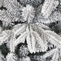 Snow Flocked Christmas Tree 7Ft Artificial Hinged Pine Tree With White Realistic Tips Unlit White Polyester