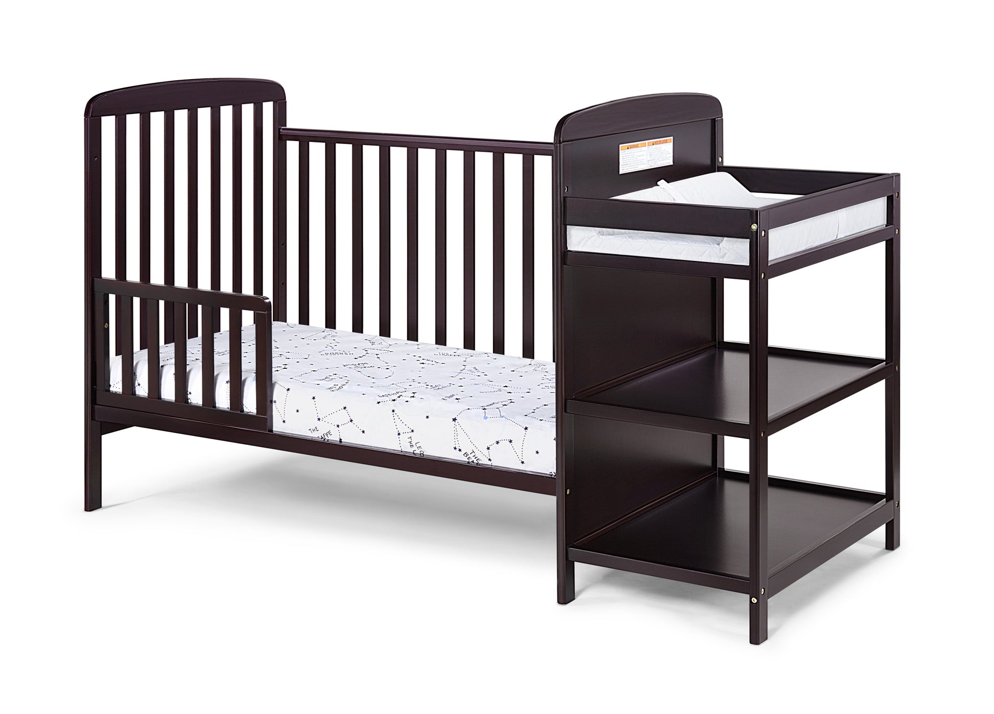 Ramsey 3 In 1 Convertible Crib And Changer Combo Espresso Espresso Solid Wood