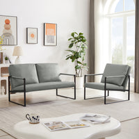 Lounge, Living Room, Office Or The Reception Area Pvc Leather Accent Arm Chair With Extra Thick Padded Backrest And Seat Cushion Sofa Chairs,Non Slip Adsorption Feet,Sturdy Metal Frame,Gray Gray