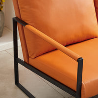 Lounge, Living Room, Office Or The Reception Area Pvc Leather Accent Arm Chair With Extra Thick Padded Backrest And Seat Cushion Sofa Chairs,Non Slip Adsorption Feet,Sturdy Metal Frame,Orange Orange