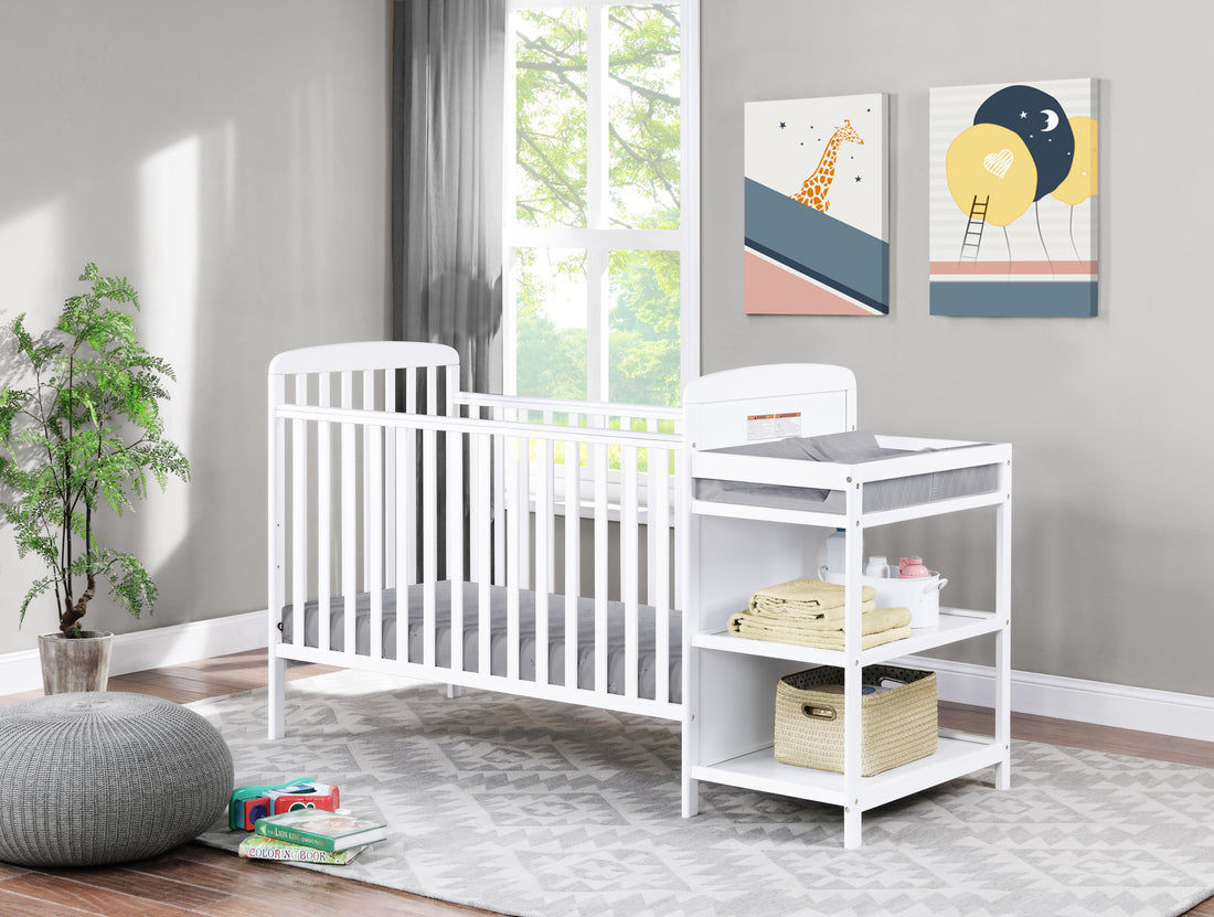 Ramsey 3 In 1 Convertible Crib And Changer Combo White White Solid Wood