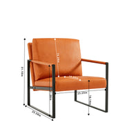 Lounge, Living Room, Office Or The Reception Area Pvc Leather Accent Arm Chair With Extra Thick Padded Backrest And Seat Cushion Sofa Chairs,Non Slip Adsorption Feet,Sturdy Metal Frame,Orange Orange