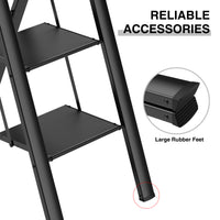 3 Step Ladder, Retractable Handgrip Folding Step Stool With Anti Slip Wide Pedal, Aluminum Stool Ladders 3 Steps, 300Lbs Safety Household Ladder Black Pc Aluminium