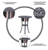 Outdoor Patio Aluminum Round Bistro Table Side Table With Ice Bucket Gunmetal Aluminum