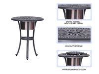 Outdoor Patio Aluminum Round Bistro Table Side Table With Ice Bucket Gunmetal Aluminum