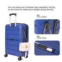 Hardshell Suitcase Spinner Wheels Pp Luggage Sets Lightweight Suitcase With Tsa Lock,3 Piece Set 20 24 28 ,Navy Navy Polypropylene