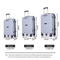 Hardshell Suitcase Spinner Wheels Pp Luggage Sets Lightweight Suitcase With Tsa Lock,3 Piece Set 20 24 28 ,Silver Silver Polypropylene