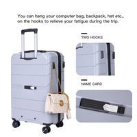 Hardshell Suitcase Spinner Wheels Pp Luggage Sets Lightweight Suitcase With Tsa Lock,3 Piece Set 20 24 28 ,Silver Silver Polypropylene