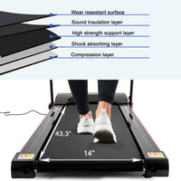 Folding Treadmill With Incline 2.5Hp 12Km H Electric Treadmill For Home Foldable, Bluetooth Music Cup Holder Heart Rate Sensor Walking Running Machine For Indoor Home Gym Exercise Fitness Black