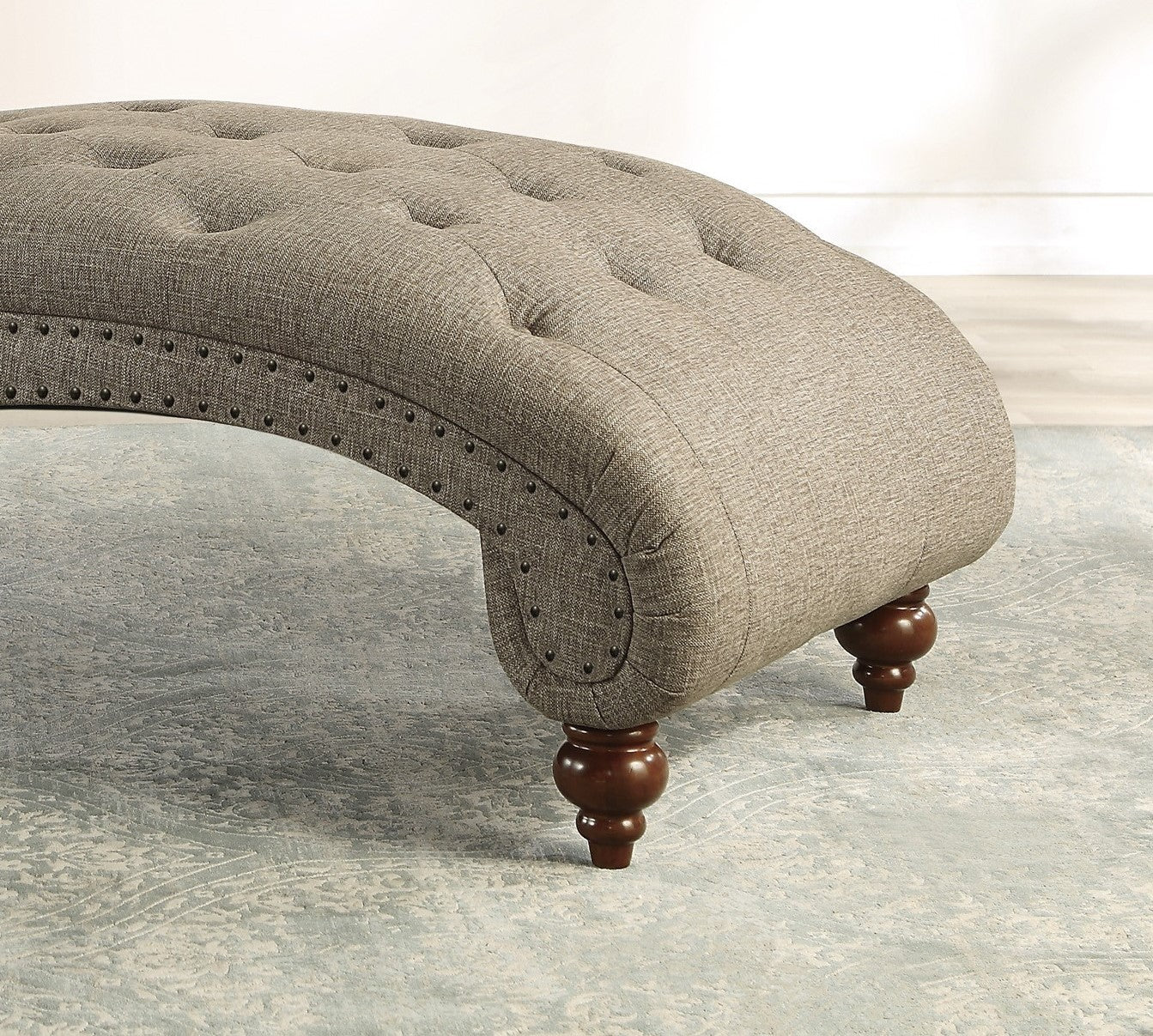 Modern Stylish Brown Color 1Pc Chaise Button Tufted Trim W Bolster Pillow Comfortable Living Room Furniture Solid Wood And Plywood Frame Brown Primary Living Space Modern,Traditional Solid Wood