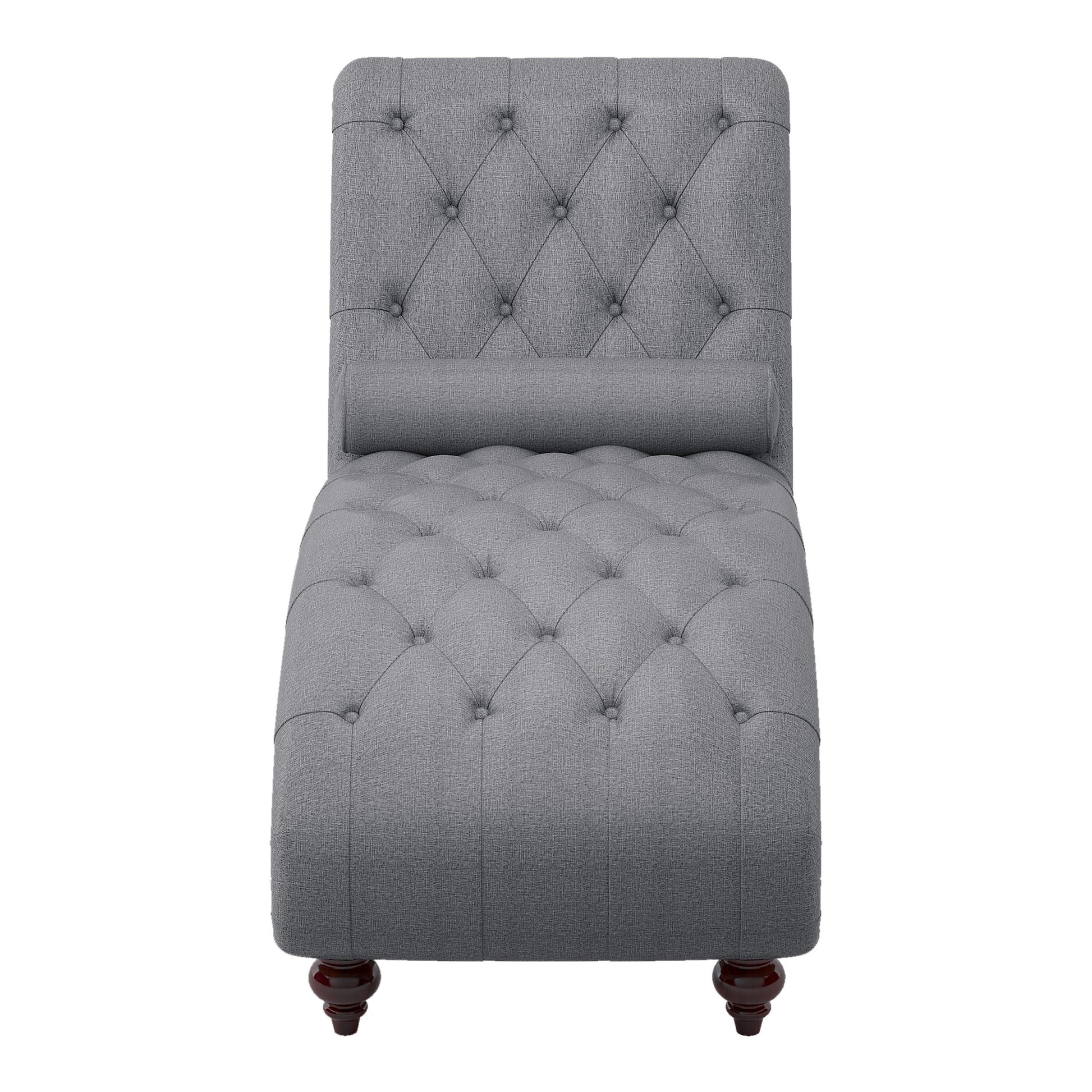 Modern Stylish Gray Color 1Pc Chaise Button Tufted Trim W Bolster Pillow Comfortable Living Room Furniture Solid Wood And Plywood Frame Gray Primary Living Space Modern,Traditional Solid Wood