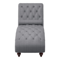 Modern Stylish Gray Color 1Pc Chaise Button Tufted Trim W Bolster Pillow Comfortable Living Room Furniture Solid Wood And Plywood Frame Gray Primary Living Space Modern,Traditional Solid Wood