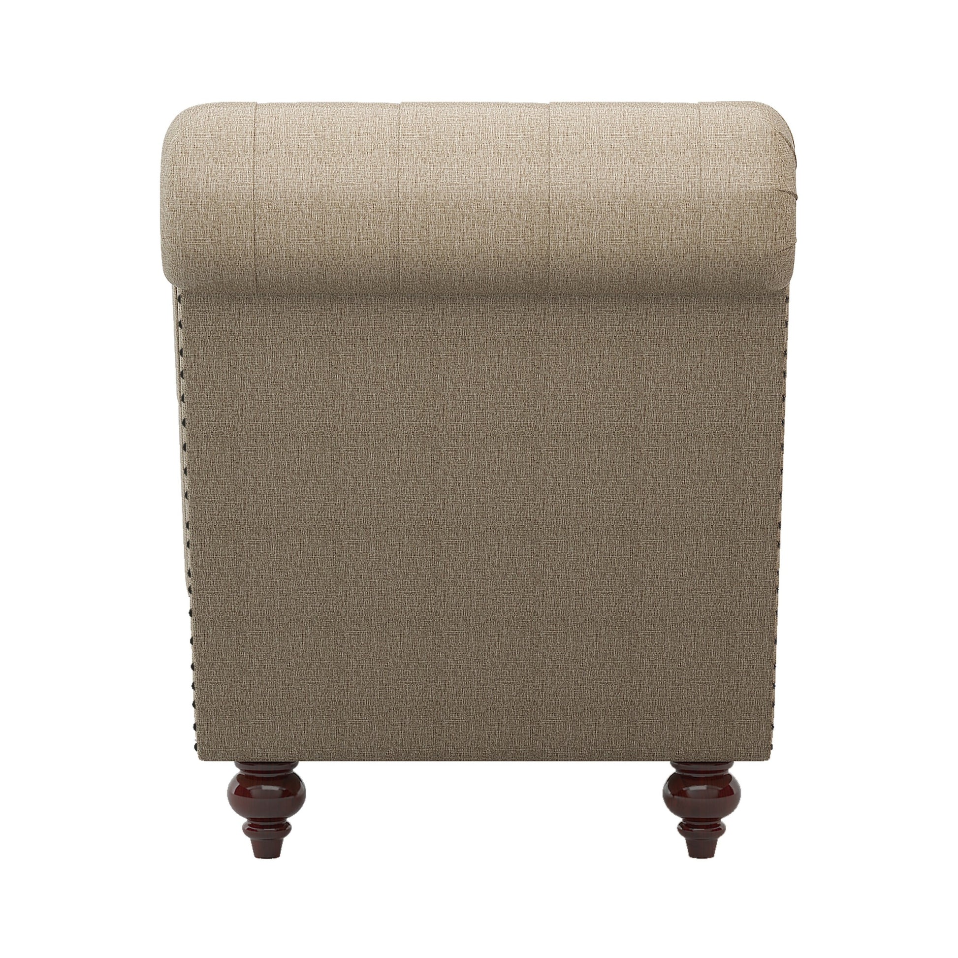 Modern Stylish Brown Color 1Pc Chaise Button Tufted Trim W Bolster Pillow Comfortable Living Room Furniture Solid Wood And Plywood Frame Brown Primary Living Space Modern,Traditional Solid Wood