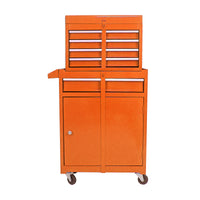 Detachable 5 Drawer Tool Chest With Bottom Cabinet And One Adjustable Shelf Orange Orange Metal