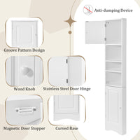 Multi Functional Corner Cabinet Tall Bathroom Storage Cabinet With Two Doors And Adjustable Shelves, Open Shelf, White Old Sku:Wf294602Aak White Mdf