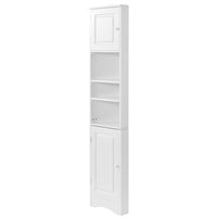 Multi Functional Corner Cabinet Tall Bathroom Storage Cabinet With Two Doors And Adjustable Shelves, Open Shelf, White Old Sku:Wf294602Aak White Mdf