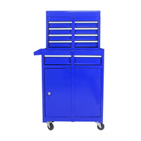 Detachable 5 Drawer Tool Chest With Bottom Cabinet And One Adjustable Shelf Blue Blue Metal