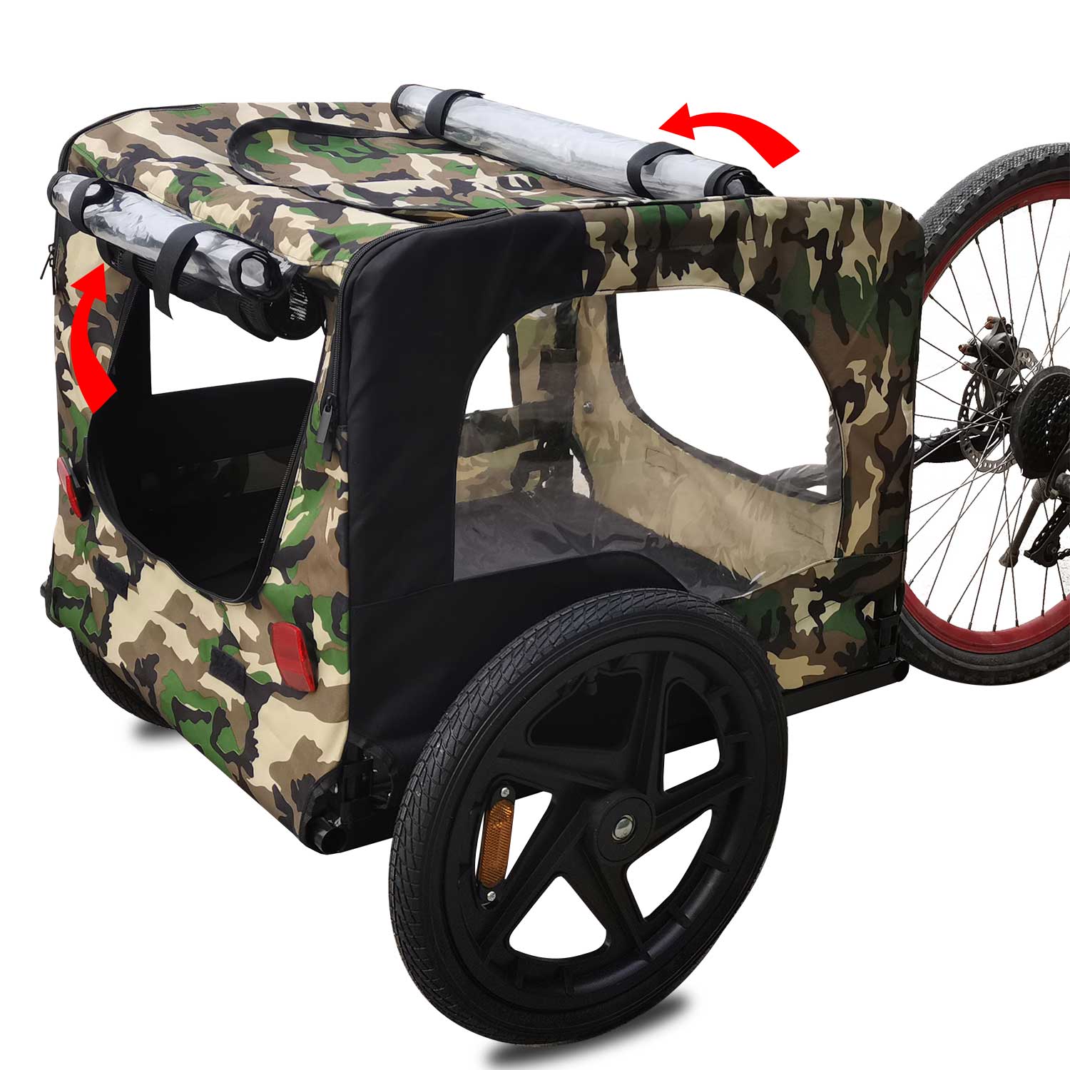 Camouflage Foldable Bicycle Trailer Bike Trailer For Camping Pet Dog Cat Luggage Carry Anthracite Oxford Fabric Steel