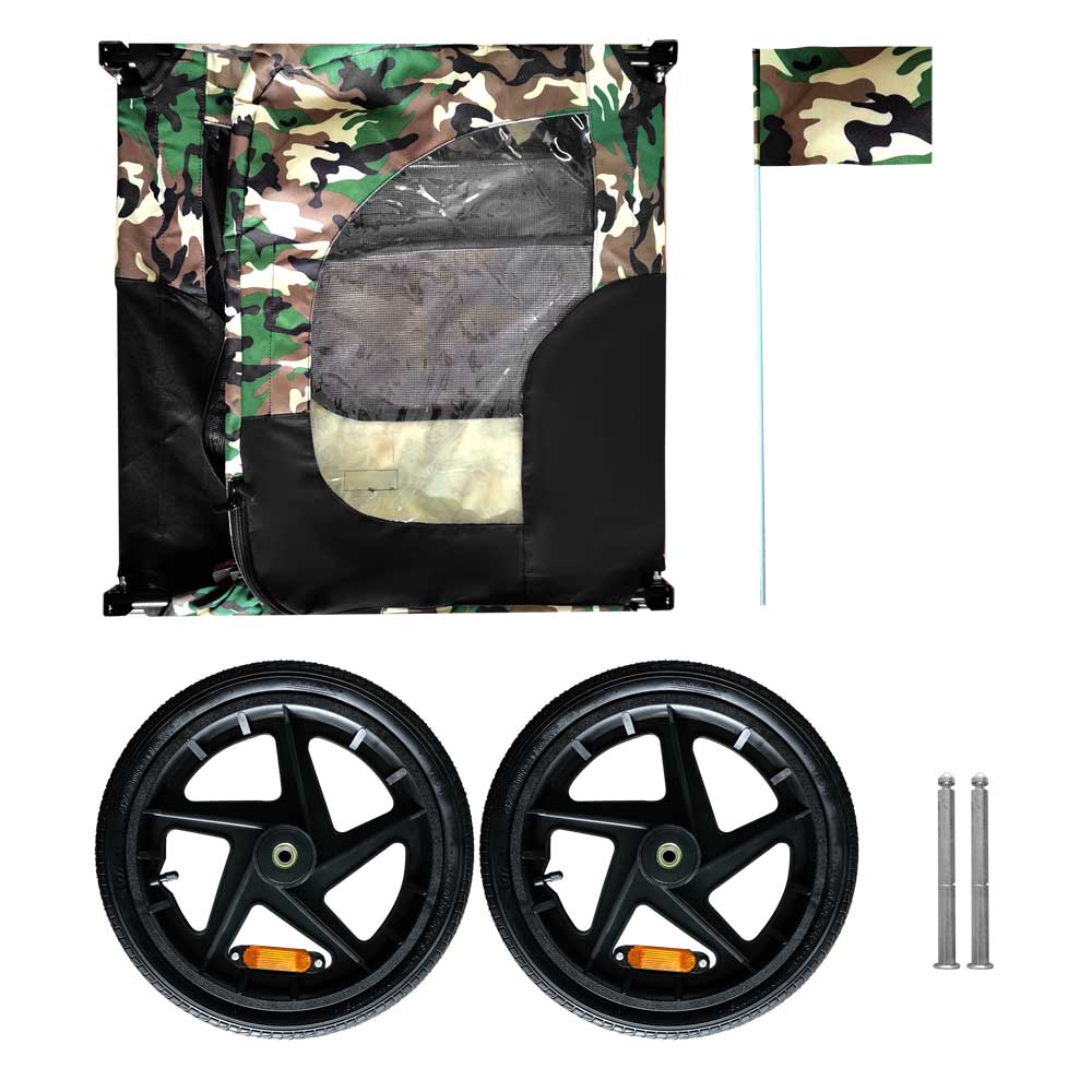 Camouflage Foldable Bicycle Trailer Bike Trailer For Camping Pet Dog Cat Luggage Carry Anthracite Oxford Fabric Steel