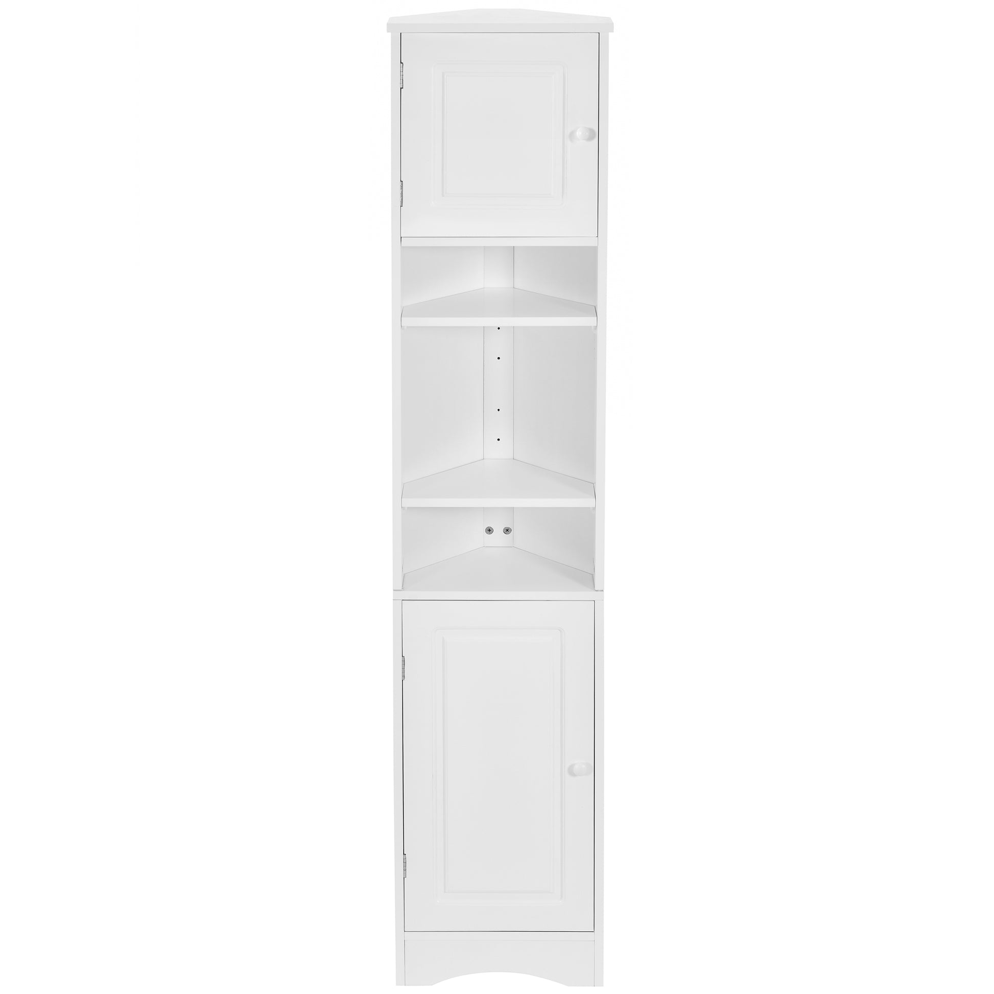 Multi Functional Corner Cabinet Tall Bathroom Storage Cabinet With Two Doors And Adjustable Shelves, Open Shelf, White Old Sku:Wf294602Aak White Mdf