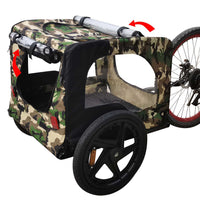 Camouflage Foldable Bicycle Trailer Bike Trailer For Camping Pet Dog Cat Luggage Carry Anthracite Oxford Fabric Steel