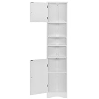 Multi Functional Corner Cabinet Tall Bathroom Storage Cabinet With Two Doors And Adjustable Shelves, Open Shelf, White Old Sku:Wf294602Aak White Mdf