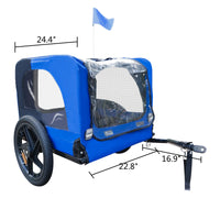 Blue High Quality 16 Inch Air Wheel Pet Bike Trailer For Dogs Foldable Bicycle Pet Trailer Blue Oxford Fabric Steel