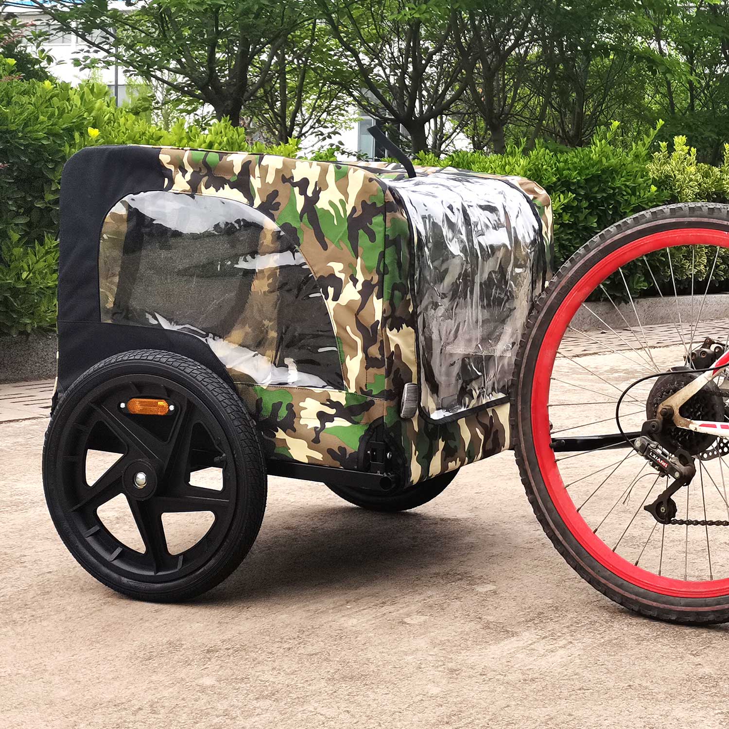 Camouflage Foldable Bicycle Trailer Bike Trailer For Camping Pet Dog Cat Luggage Carry Anthracite Oxford Fabric Steel