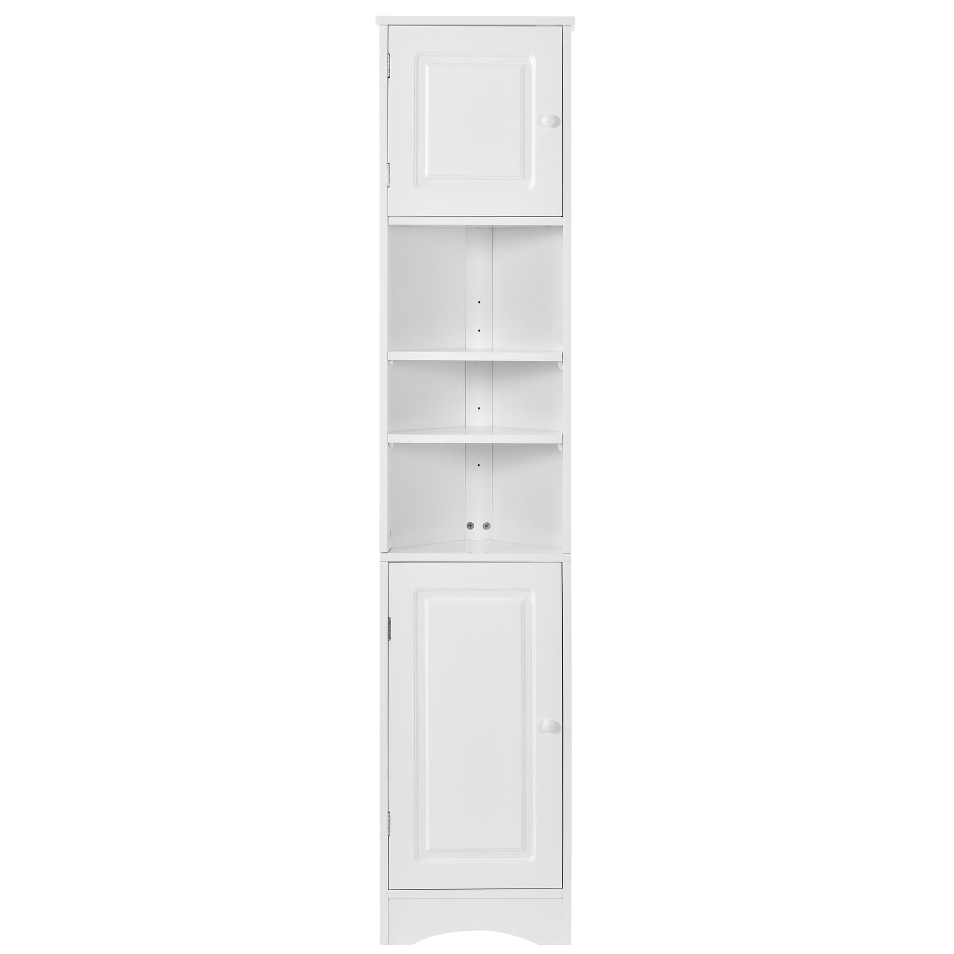 Multi Functional Corner Cabinet Tall Bathroom Storage Cabinet With Two Doors And Adjustable Shelves, Open Shelf, White Old Sku:Wf294602Aak White Mdf