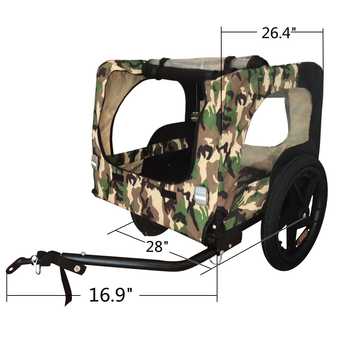 Camouflage Foldable Bicycle Trailer Bike Trailer For Camping Pet Dog Cat Luggage Carry Anthracite Oxford Fabric Steel