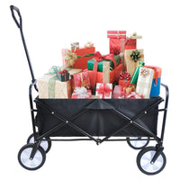Folding Wagon Garden Shopping Beach Cart Black Black Steel