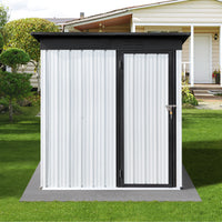 Metal Garden Sheds 5Ftx3Ft Outdoor White Black White Metal