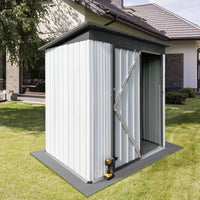 Metal Garden Sheds 5Ftx4Ft Outdoor White Grey White Metal