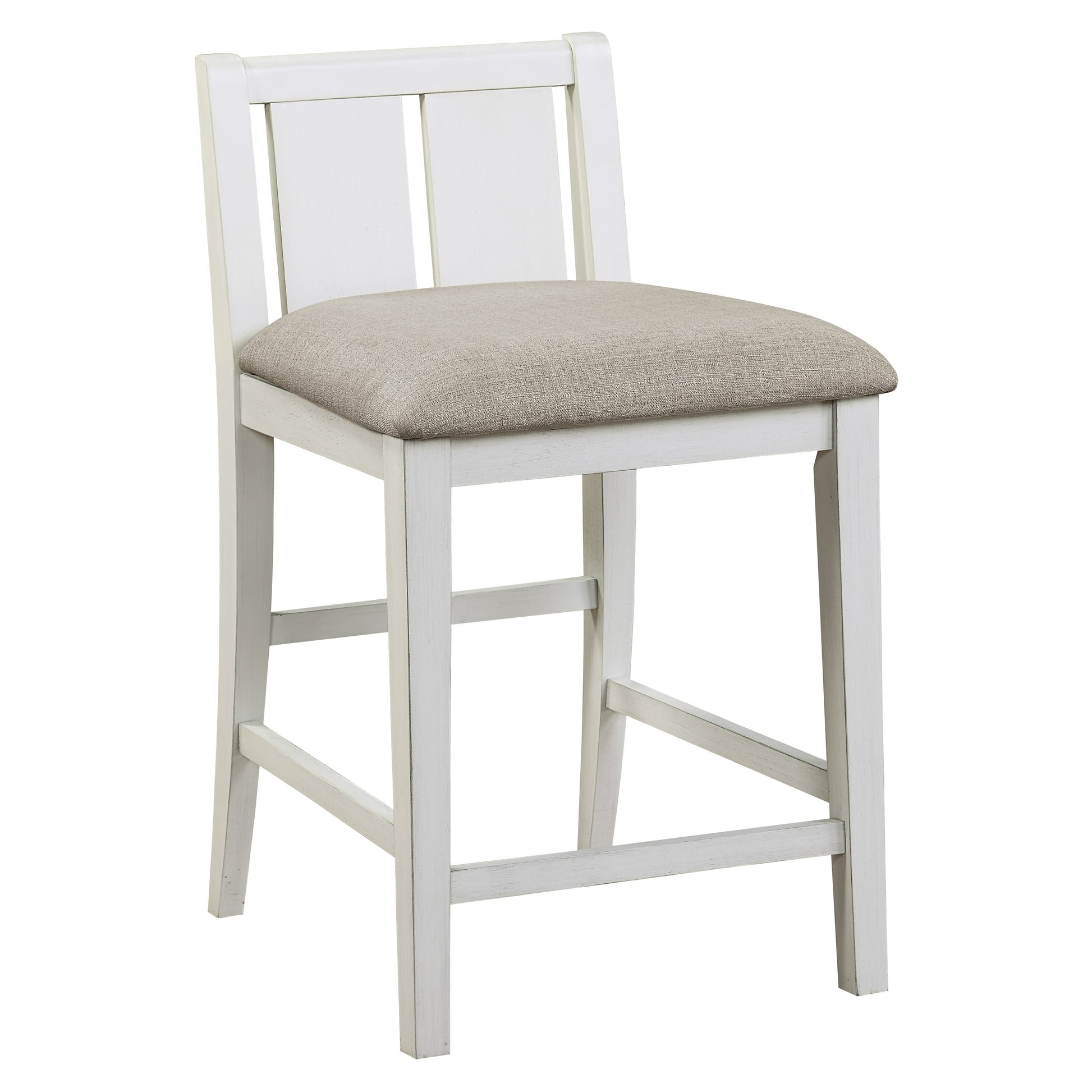 Transitional Design White And Gray Finish 3 Piece Pack Counter Height Set Table W Display Shelf Usb Ports And 2X Counter Height Chairs Fabric Upholstered Dining Furniture Wood White Seats 2 Wood