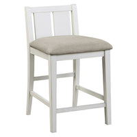 Transitional Design White And Gray Finish 3 Piece Pack Counter Height Set Table W Display Shelf Usb Ports And 2X Counter Height Chairs Fabric Upholstered Dining Furniture Wood White Seats 2 Wood