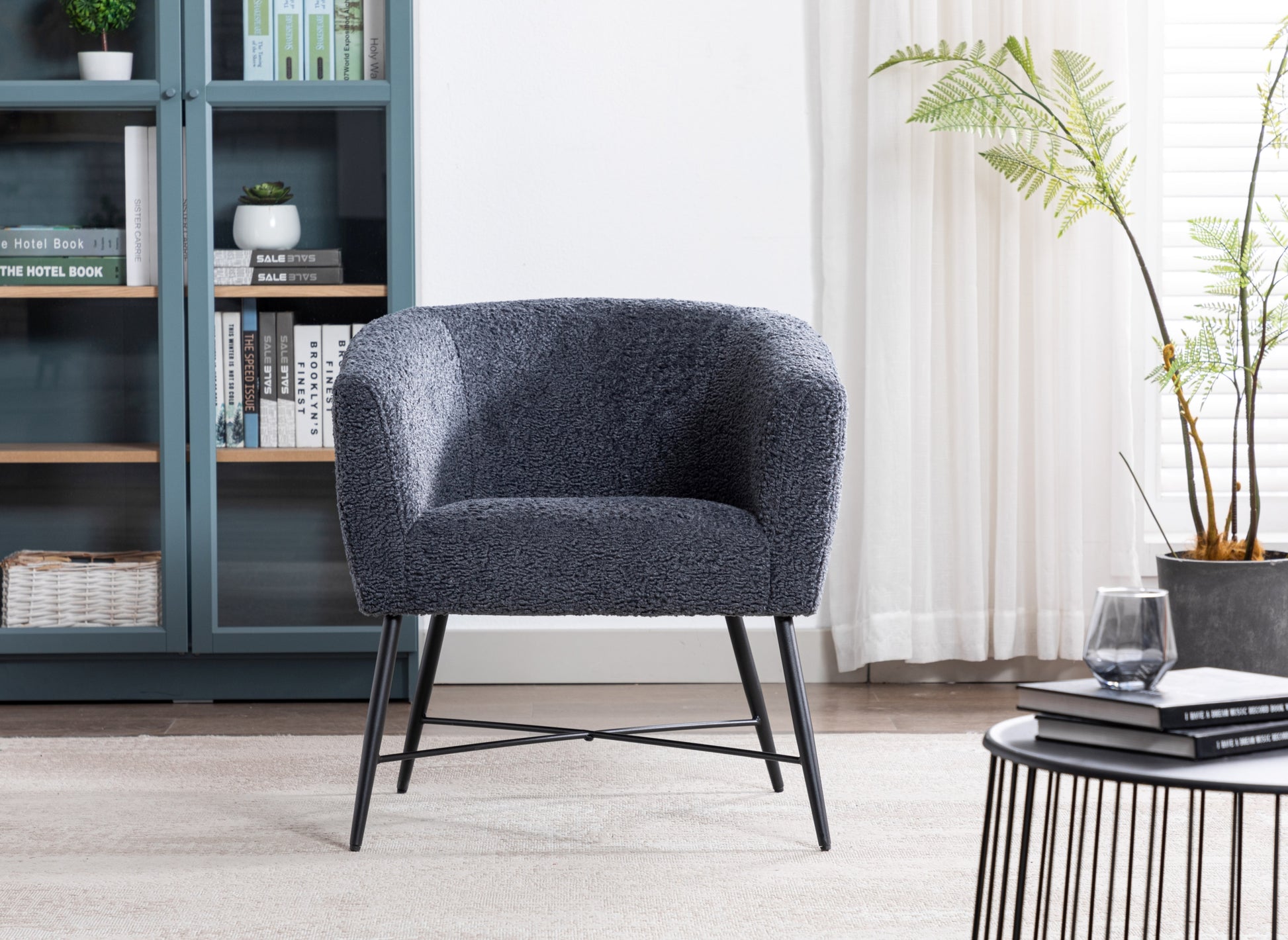Modern Style 1Pc Accent Chair Grey Sheep Wool Like Fabric Covered Metal Legs Stylish Living Room Furniture Grey Primary Living Space Luxury Fabric