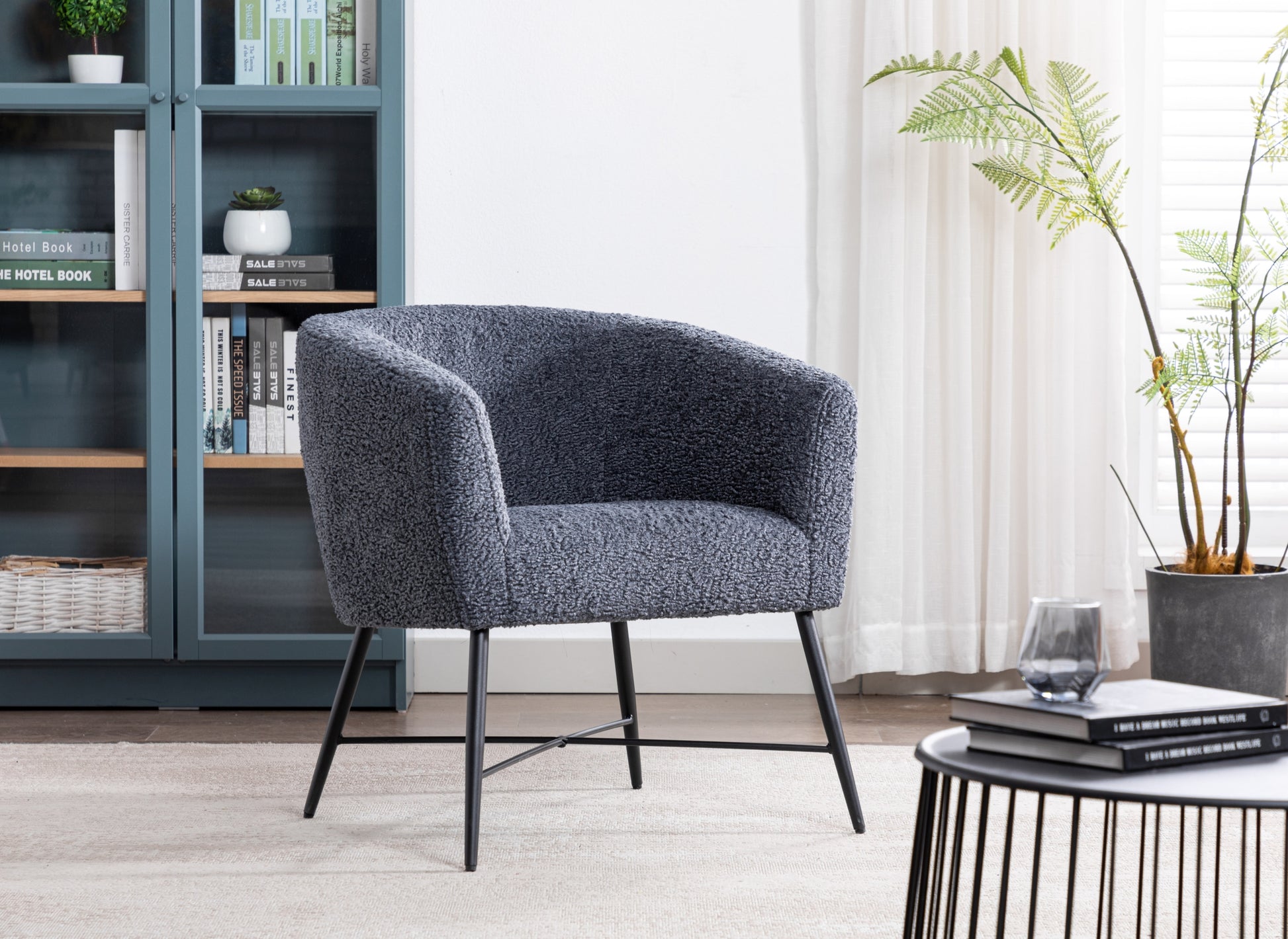 Modern Style 1Pc Accent Chair Grey Sheep Wool Like Fabric Covered Metal Legs Stylish Living Room Furniture Grey Primary Living Space Luxury Fabric
