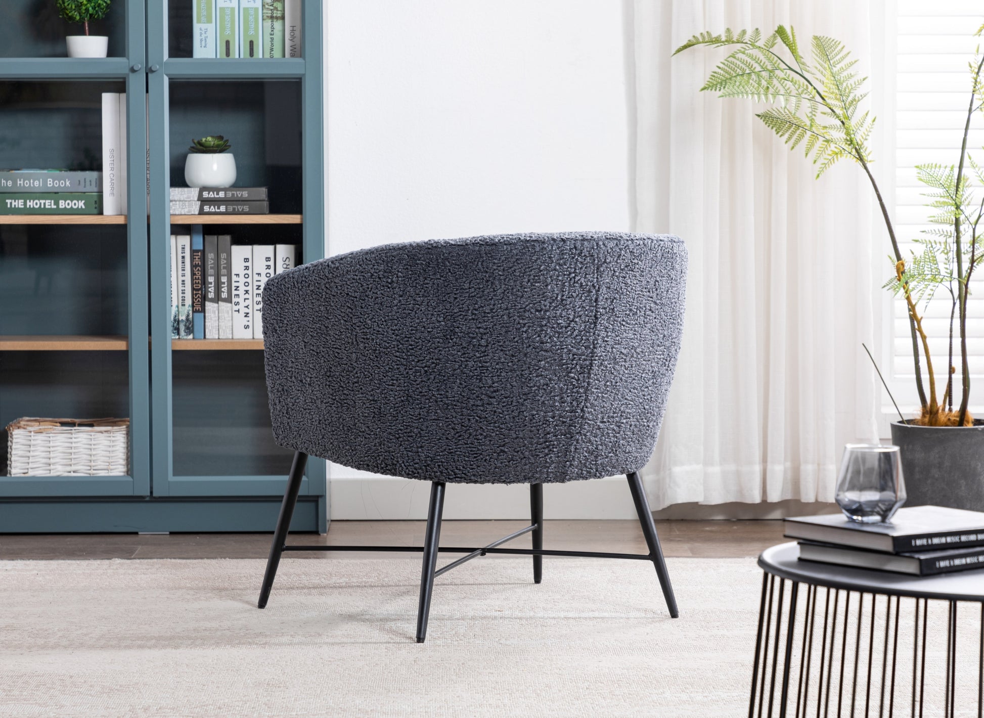 Modern Style 1Pc Accent Chair Grey Sheep Wool Like Fabric Covered Metal Legs Stylish Living Room Furniture Grey Primary Living Space Luxury Fabric