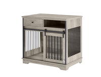 Sliding Door Dog Crate With Drawers. Grey,35.43'' W X 23.62'' D X 33.46'' H Grey Particle Board