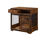 Sliding Door Dog Crate With Drawers. Rustic Brown, 35.43'' W X 23.62'' D X 33.46'' H Rustic Brown Particle Board