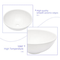 16"x16" White Ceramic Round Vessel Bathroom Sink white-ceramic