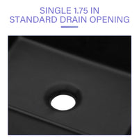 16"x12" Black Ceramic Rectangular Vessel Bathroom Sink matte black-ceramic