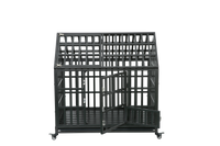 Heavy Duty Dog Cage Pet Crate With Roof Black Carbon Steel