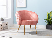 Gorgeous Living Room Accent Chair 1Pc Button Tufted Back Covering Rose Color Velvet Upholstered Metal Legs Rose Primary Living Space Ultra Modern Fabric