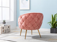 Gorgeous Living Room Accent Chair 1Pc Button Tufted Back Covering Rose Color Velvet Upholstered Metal Legs Rose Primary Living Space Ultra Modern Fabric