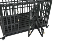 Heavy Duty Dog Cage Pet Crate With Roof Black Carbon Steel