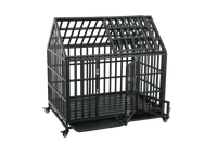 Heavy Duty Dog Cage Pet Crate With Roof Black Carbon Steel
