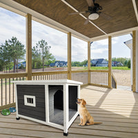 Puppy Dog Kennel ,Waterproof Dog Cage, Wooden Dog House With Porch Deck Gray Solid Wood