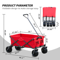 Utility Park Garden Cart Tool Customized Color Folding Camping Trolley Outdoor Picnic Beach Wagon Red Oxford Fabric Metal