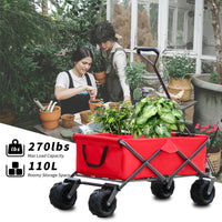 Utility Park Garden Cart Tool Customized Color Folding Camping Trolley Outdoor Picnic Beach Wagon Red Oxford Fabric Metal